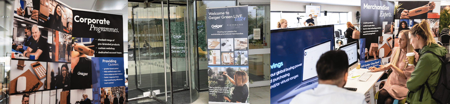 branded banners, backdrop and event props from Geiger promotional merchandise