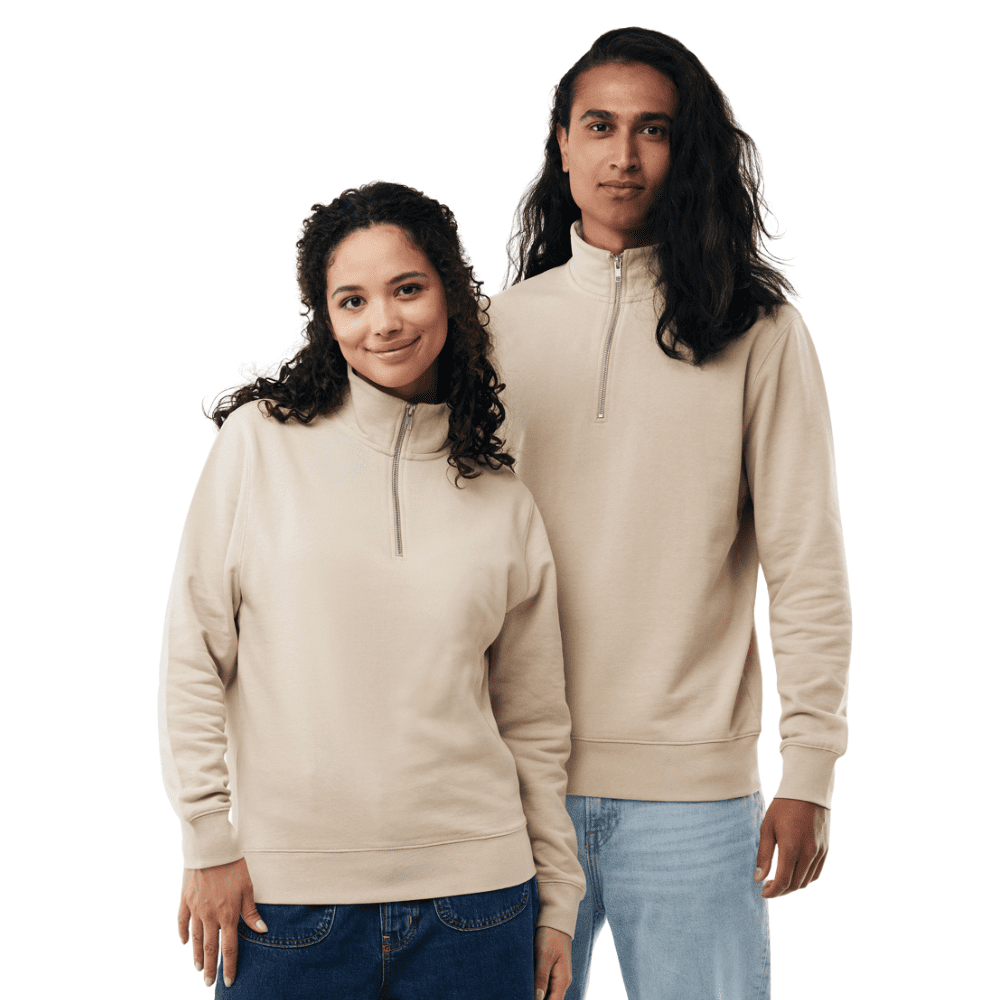 IQONIQ Elgon recycled cotton quarter zip sweater