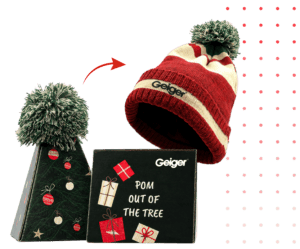 Tree Shaped Box with Pom Pom Beanie 